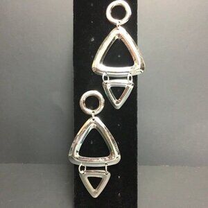Statement Dangle Pierced Earrings Silver Circle Hoop Triangle Retro 80s 90s Y2K